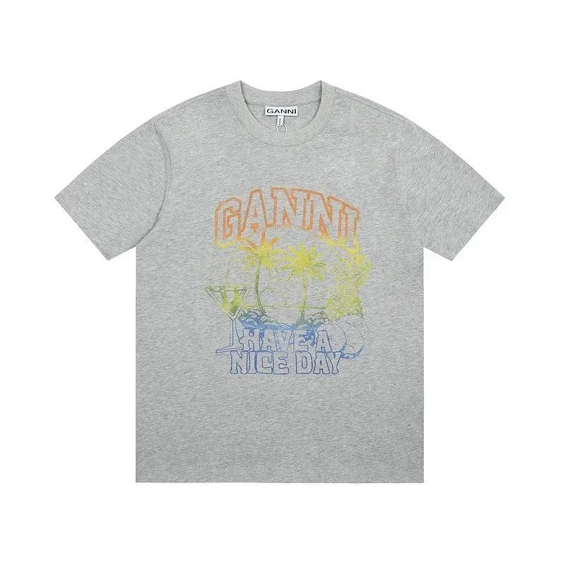 Ganni Ganni Have a Nice Day Graphic T-Shirt Grey Grey - 1