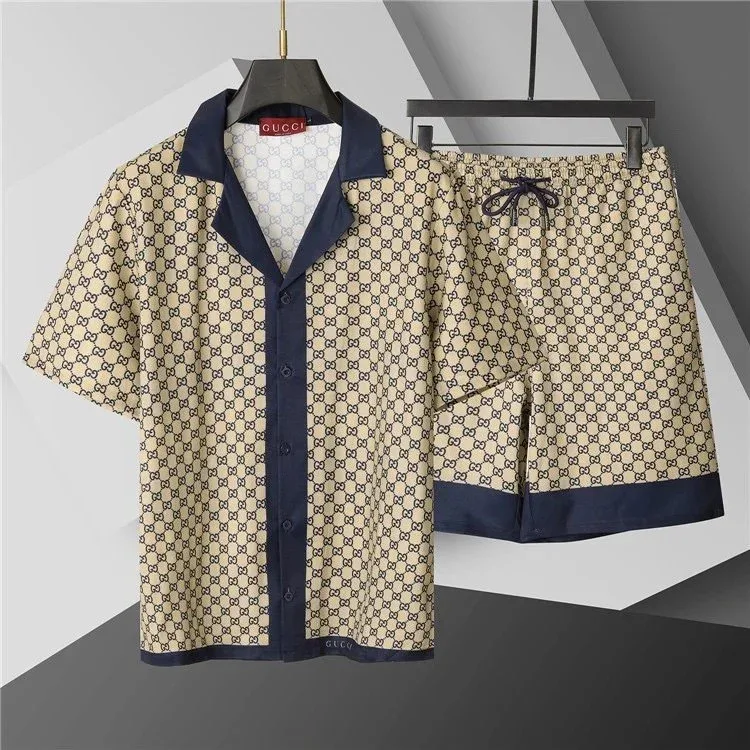 Gucci Gucci GG Monogram Beige & Navy Shorts Set Beige - 1
