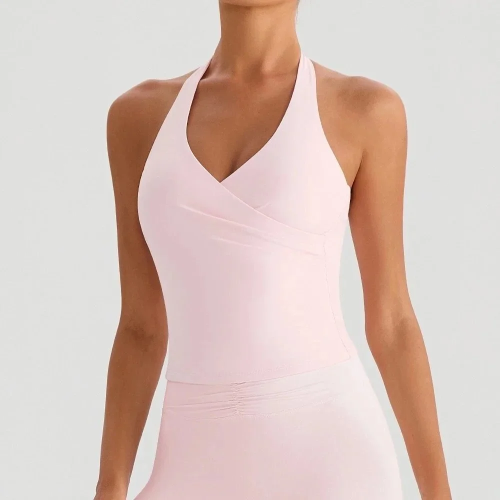 Other Cherry Pink Halter Neck Tank Top Pink - 1