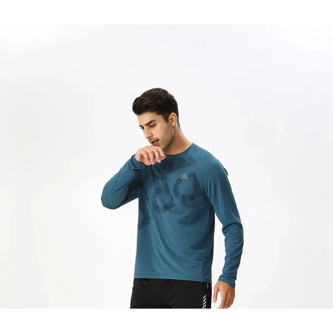 Adidas Adidas Classic Football Long Sleeve T-Shirt Teal Blue - 1