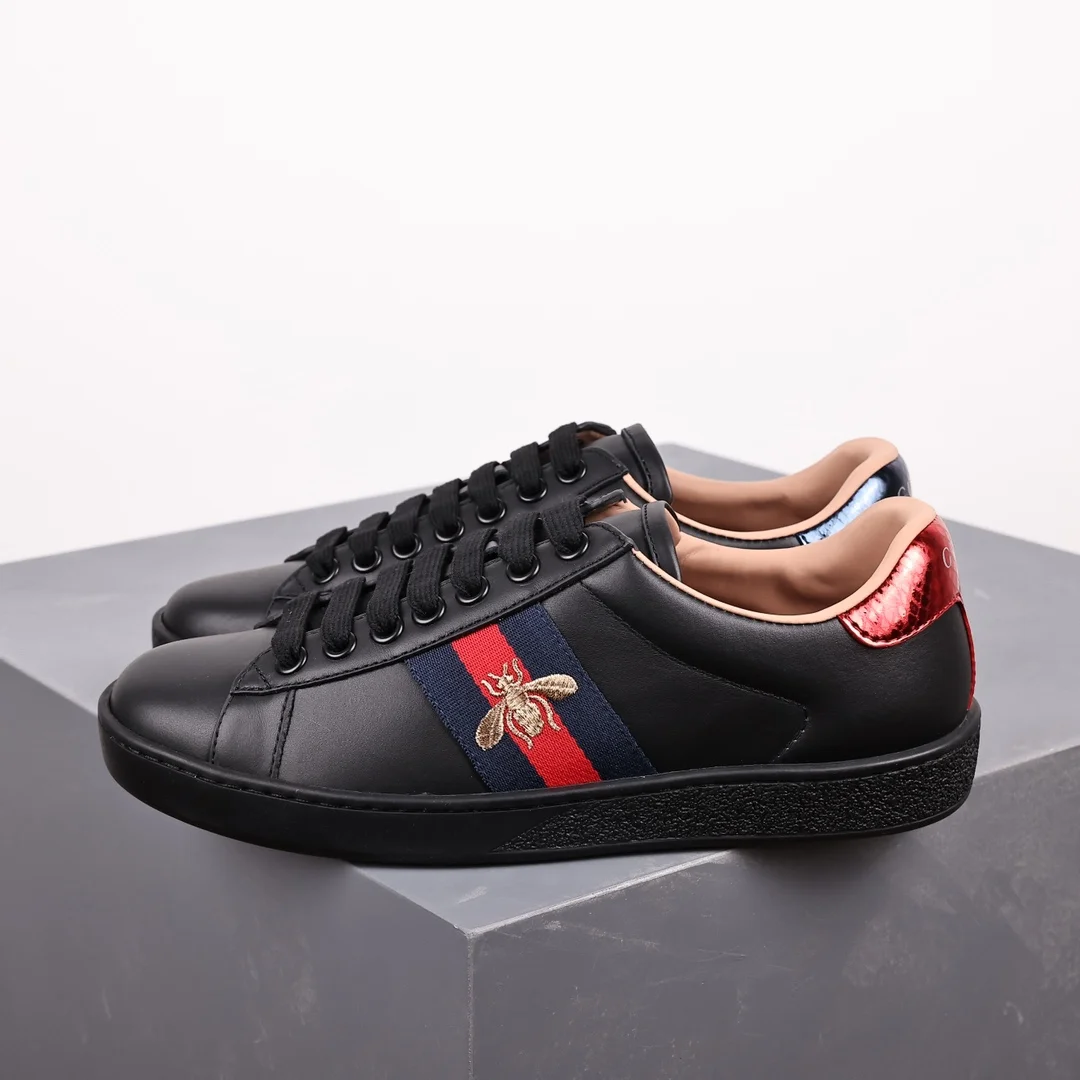 Gucci Gucci Ace Black/Red/Blue Web Stripe Bee Sneakers Black