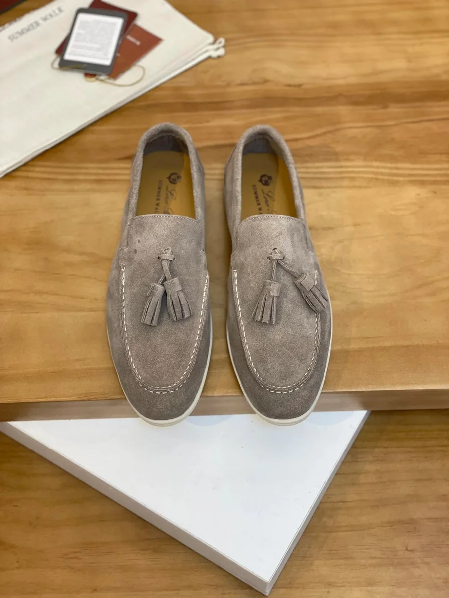 Other Unisex Suede Tassel Loafers Grey Grey - 1