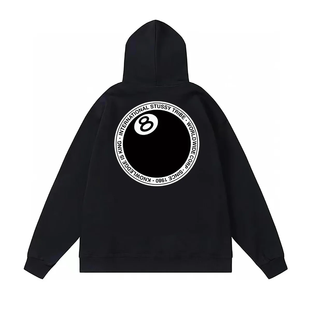 Stussy Stussy Black 8-Ball Hoodie Sweatshirt Black - 1
