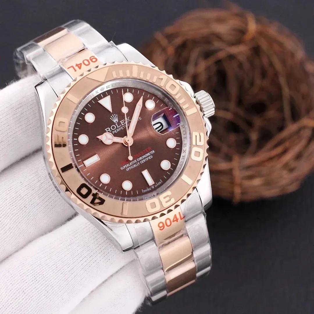 Rolex Rolex Yacht-Master间玫金壳·咖盘钢带 Watch Brown