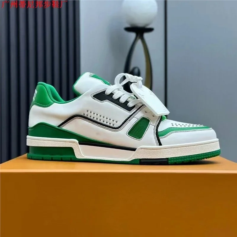 Other White Green Black Color Block Sneaker Multicolor - 1