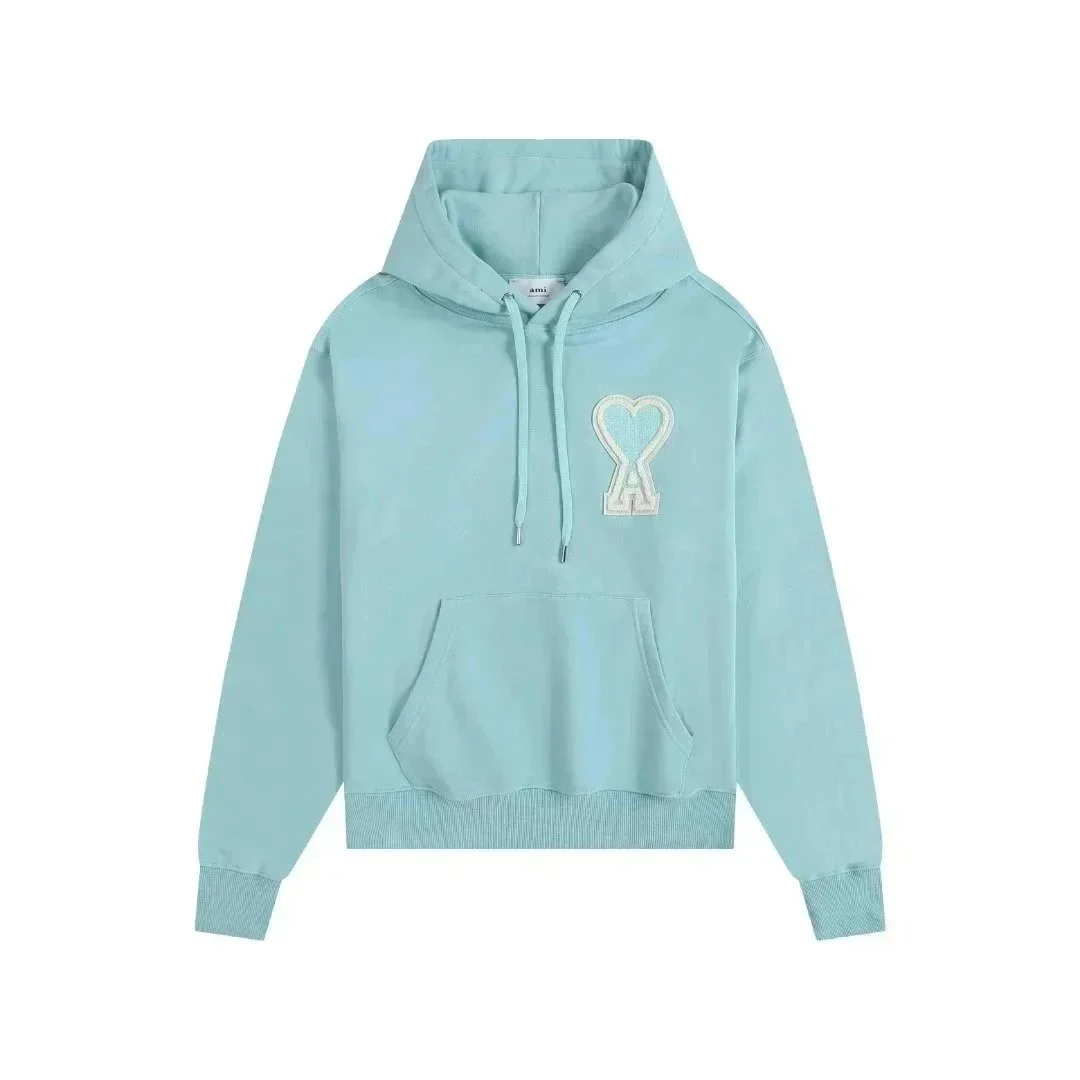 Ami Paris Ami Light Blue AM Heart Hoodie Blue - 1