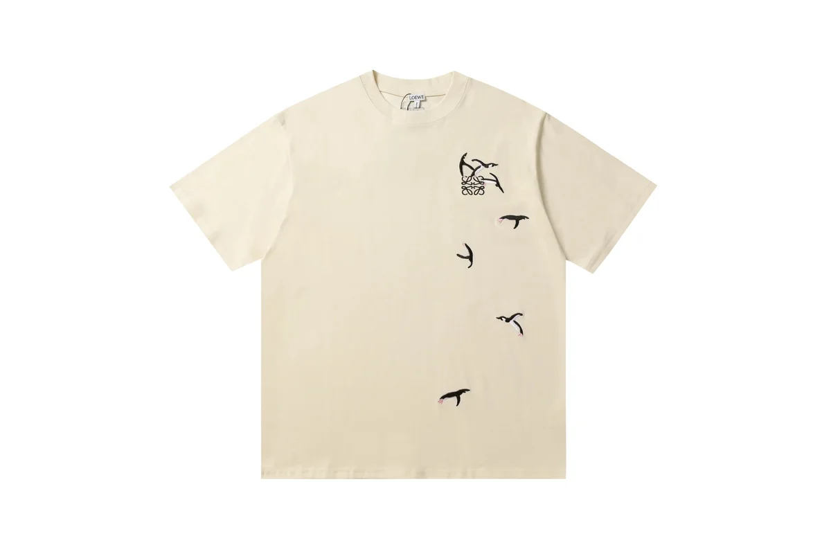 Loewe Loewe Bird Embroidery T-Shirt Cream Cream - 1