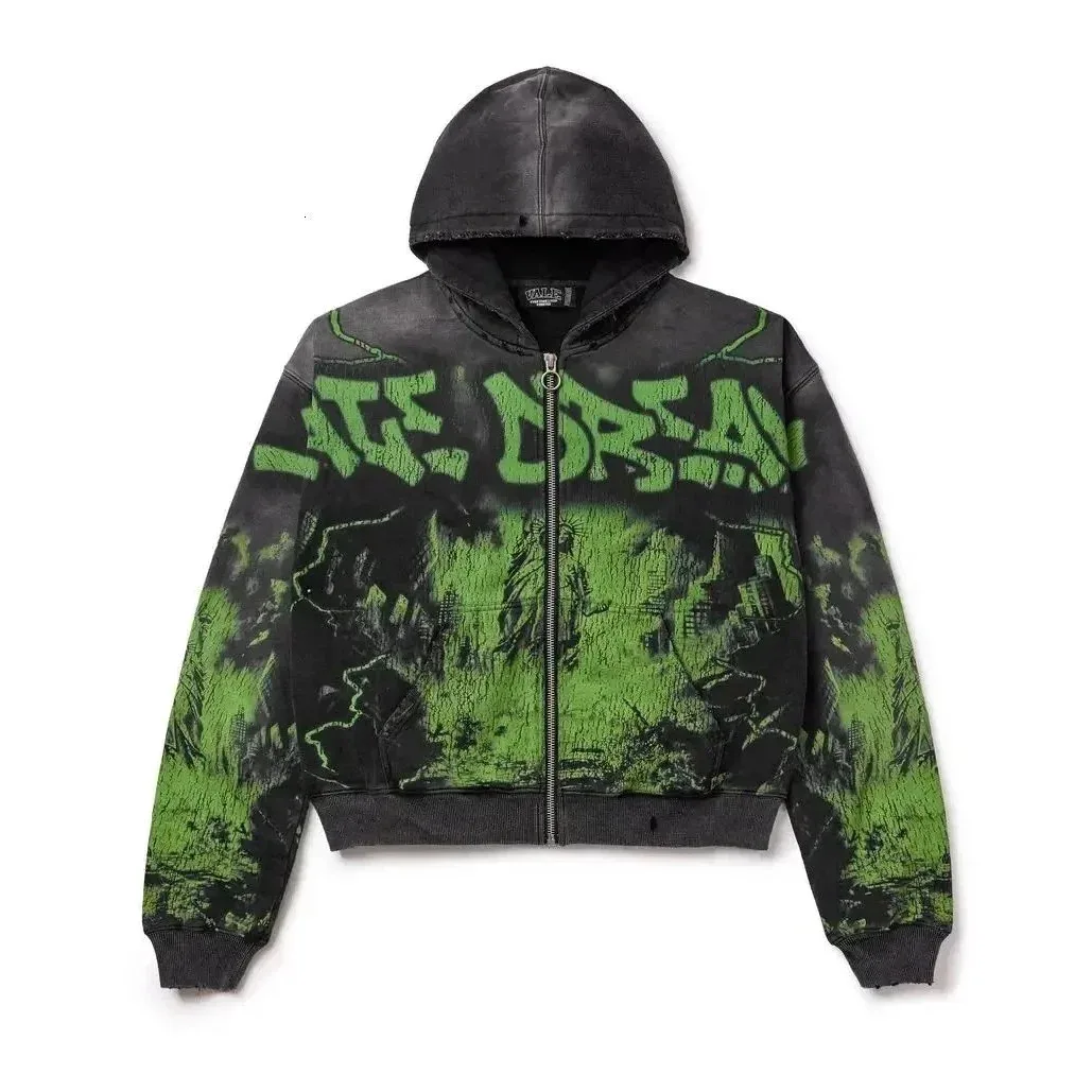 Other Unisex Late Dream Green Print Hoodie YN-17 Black - 1