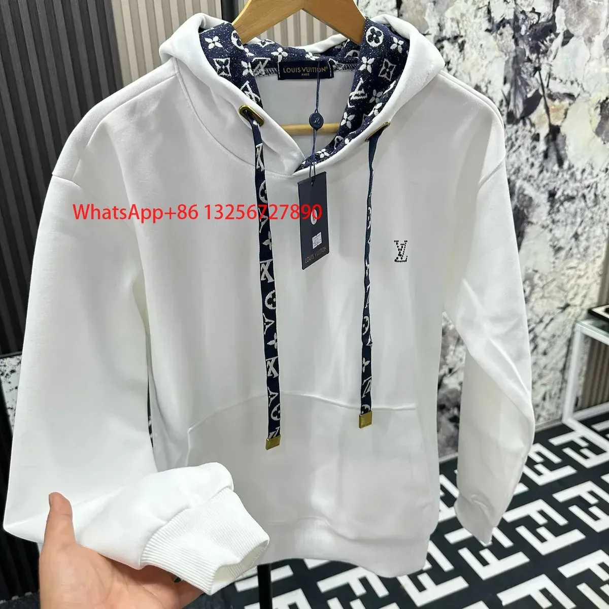 Louis Vuitton Louis Vuitton Monogram LV 26 White/Blue Monogram Hoodie White