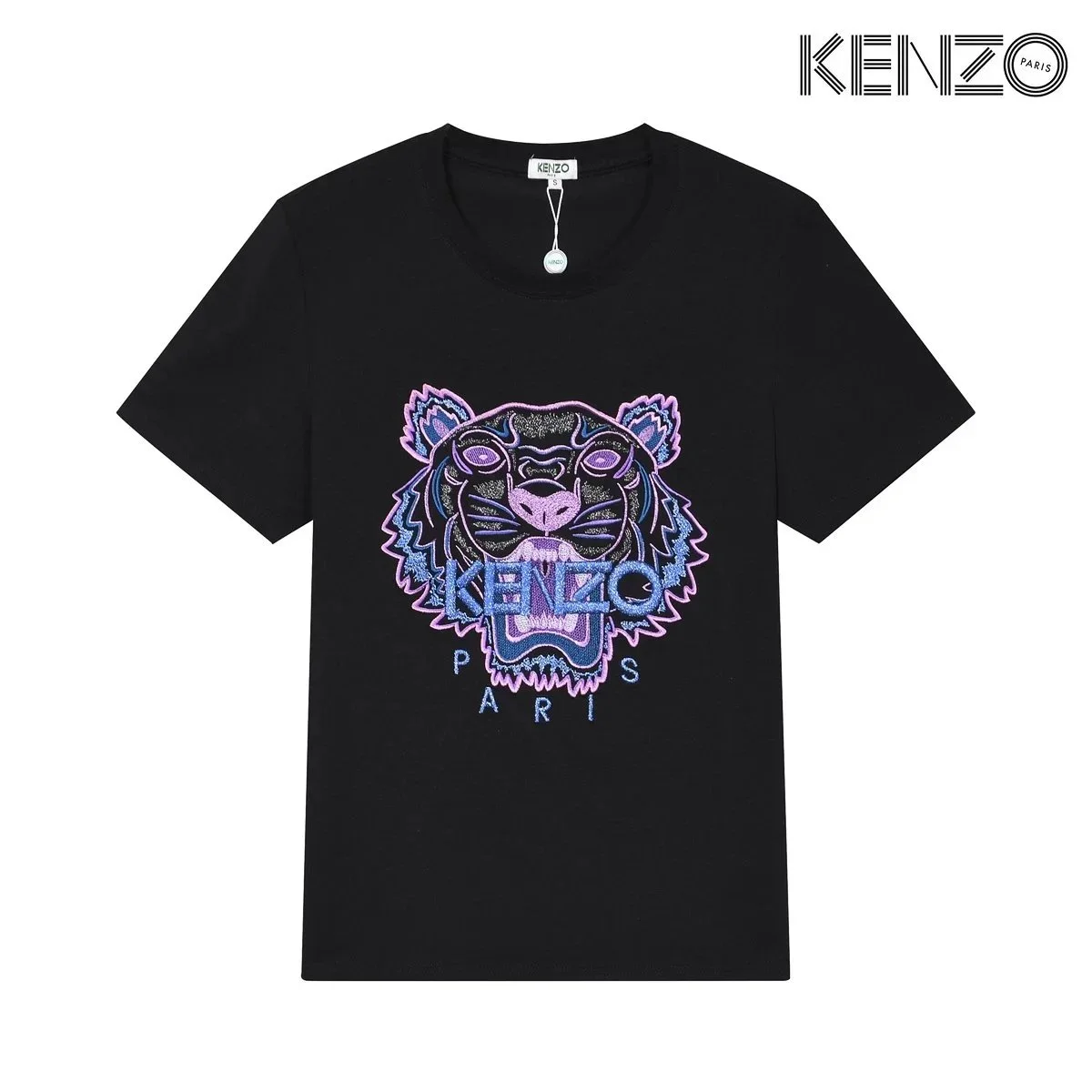 Kenzo Kenzo Tiger Embroidered Black T-Shirt Black - 1