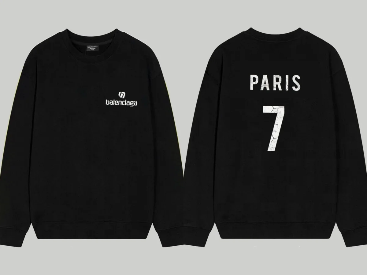 Balenciaga Balenciaga Paris 7 Black Crewneck Sweatshirt Black - 1
