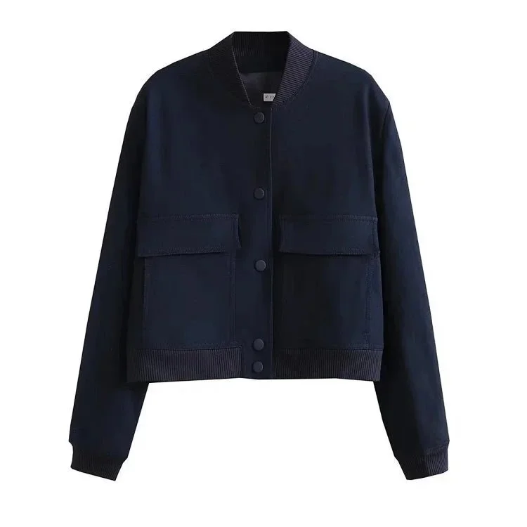 Other Navy Bomber Jacket with Button Closure Navy - 1