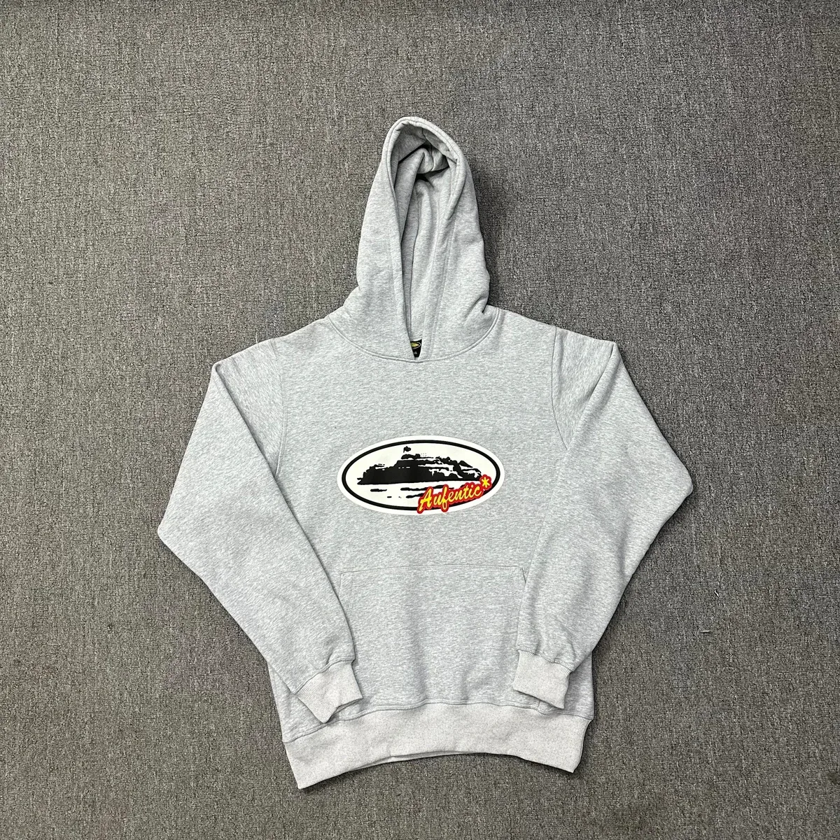 Other Unisex Grey 'Aufentic' Hoodie Sweatshirt Grey - 1
