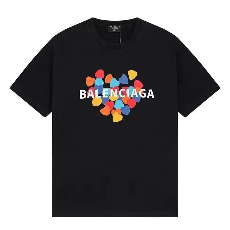 Balenciaga Balenciaga Multicolor Heart T-Shirt Black