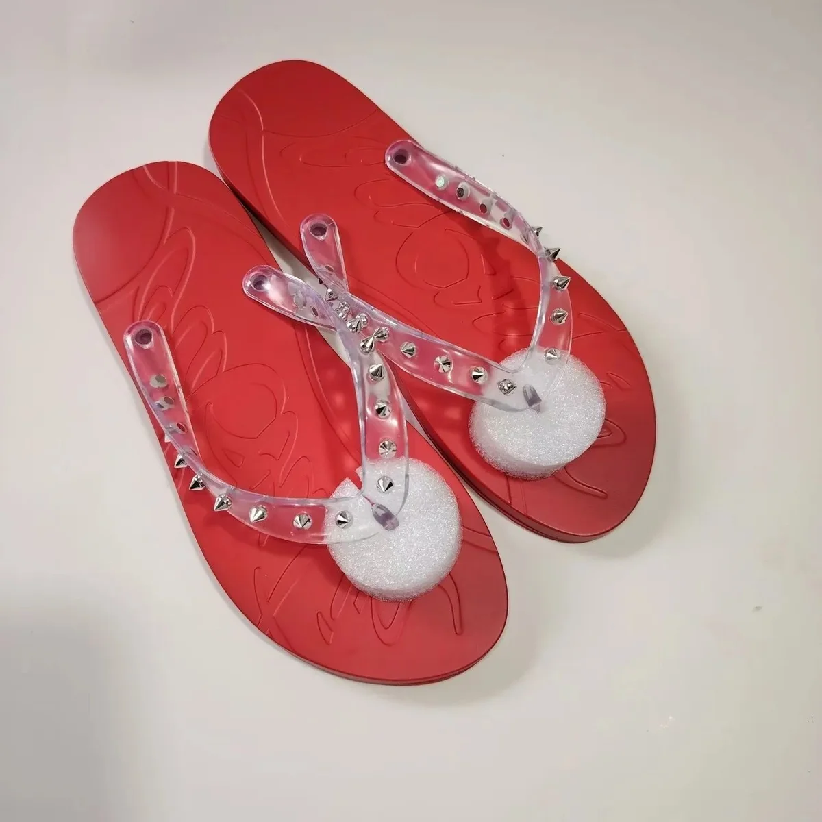 Other Red Transparent Thong Sandals Red - 1