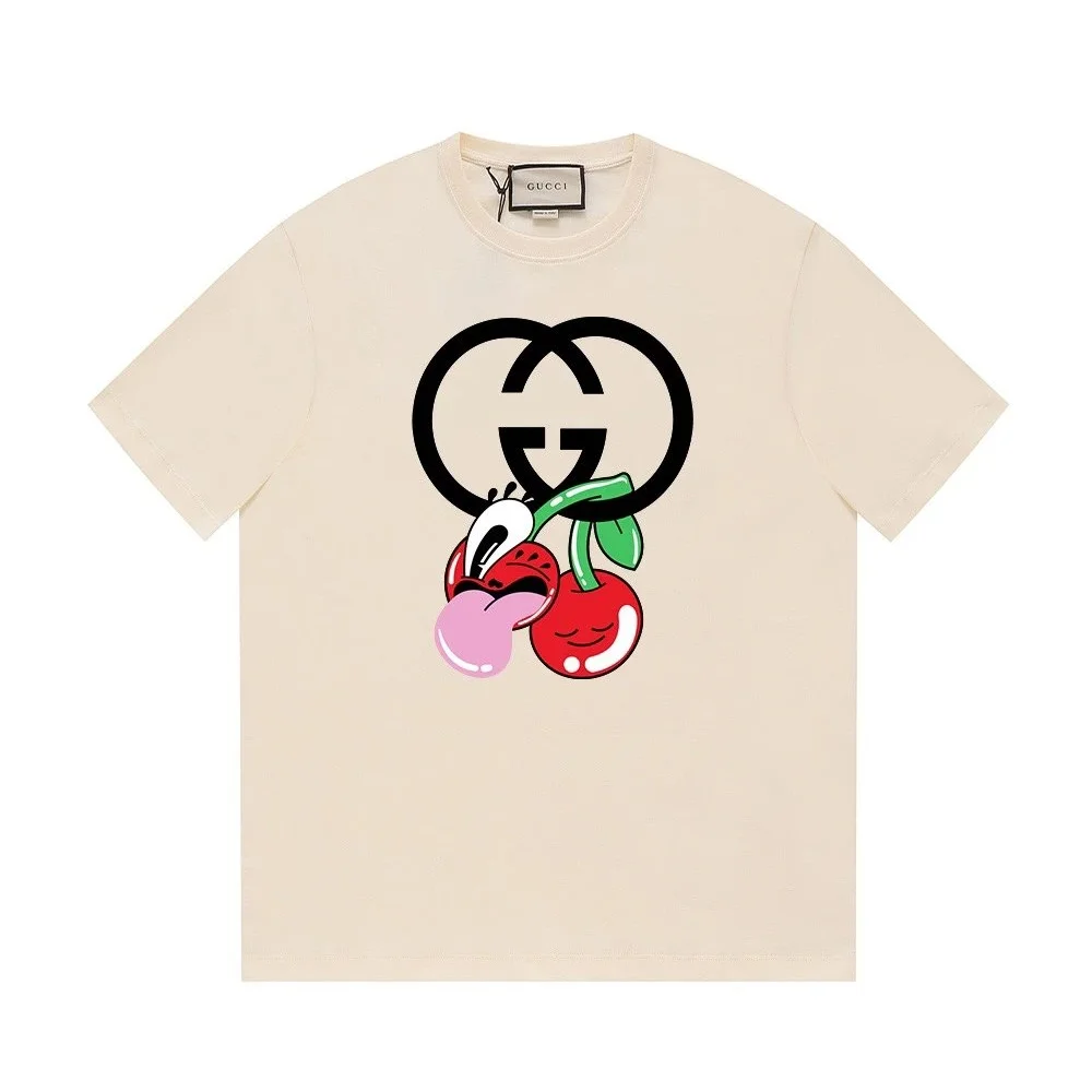 Gucci Gucci Cherry Print T-Shirt Cream Cream - 1