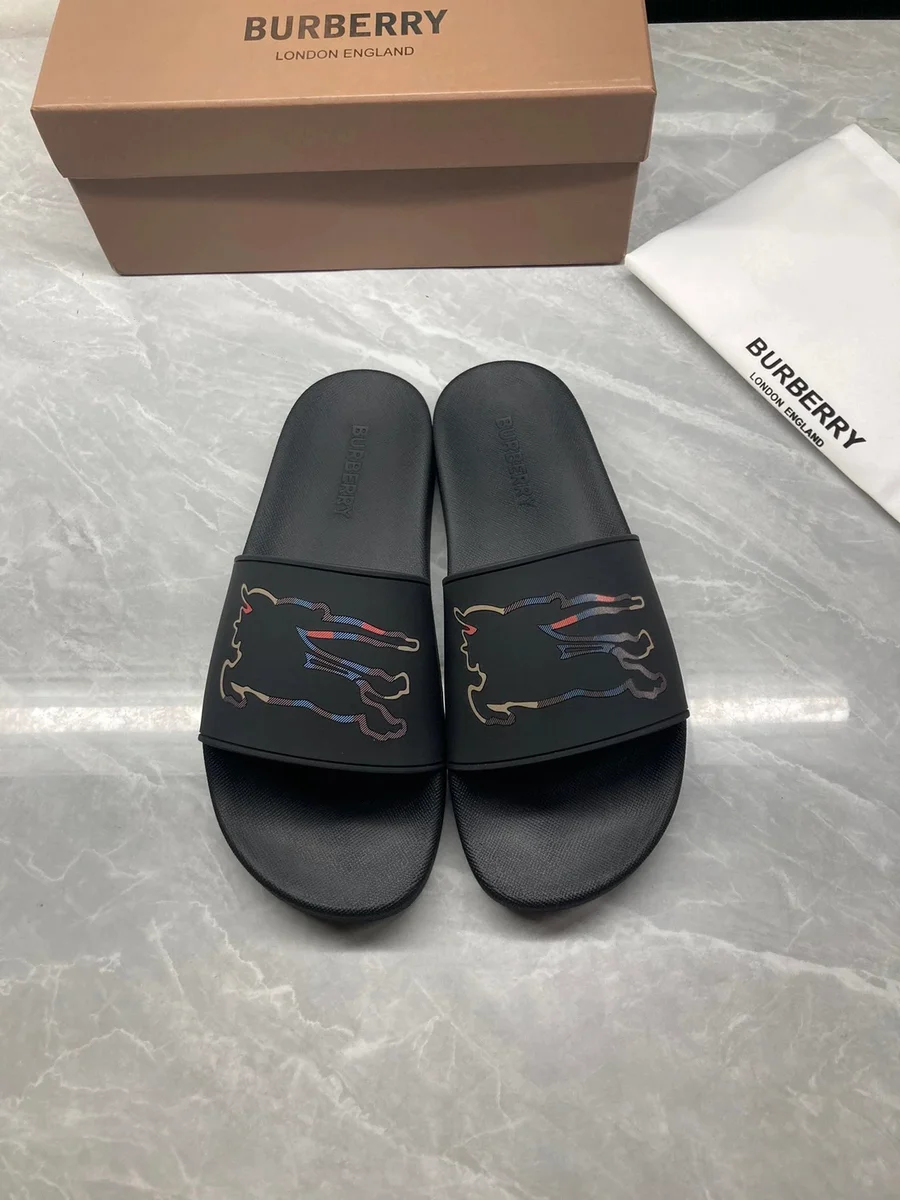 Burberry Burberry Black Horse Print Slippers Black - 1