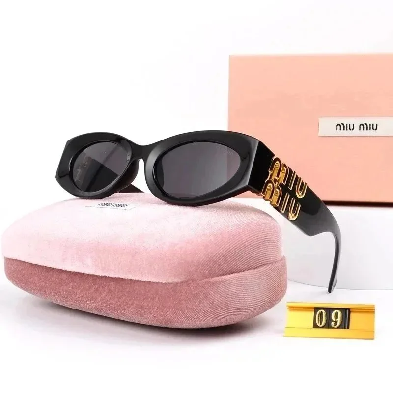 Miu Miu Miu Miu Black Gold Logo Sunglasses Black - 1