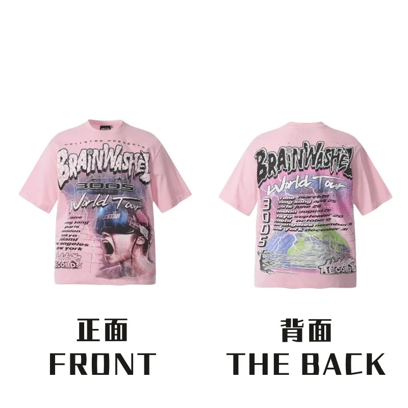 Hellstar Hellstar Brainwashed 300S World Tour Pink T-Shirt Pink - 1