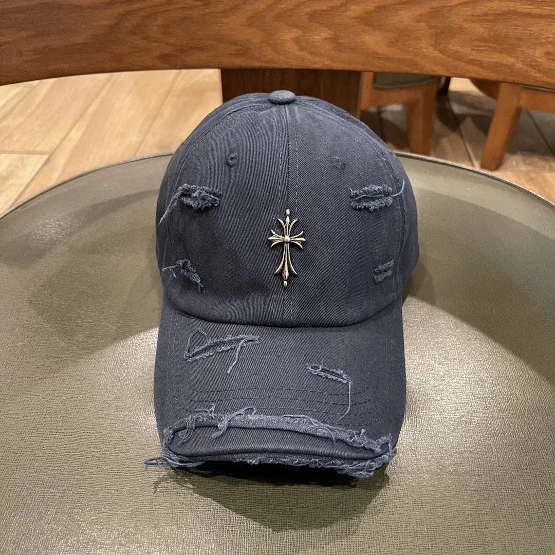 Chrome Hearts Chrome Hearts CH Cross Distressed Dad Hat Navy Navy - 1