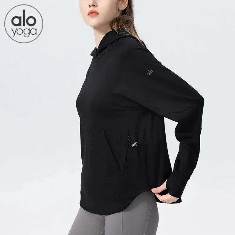 Alo Yoga Alo Yoga Black Hoodie Sweatshirt Black - 1