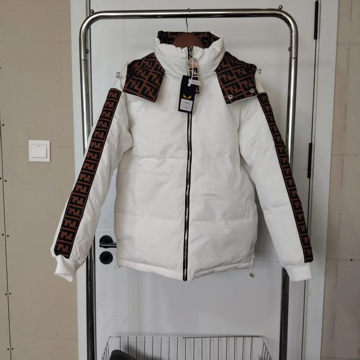 Fendi Fendi FF Monogram White/Brown Puffer Jacket White