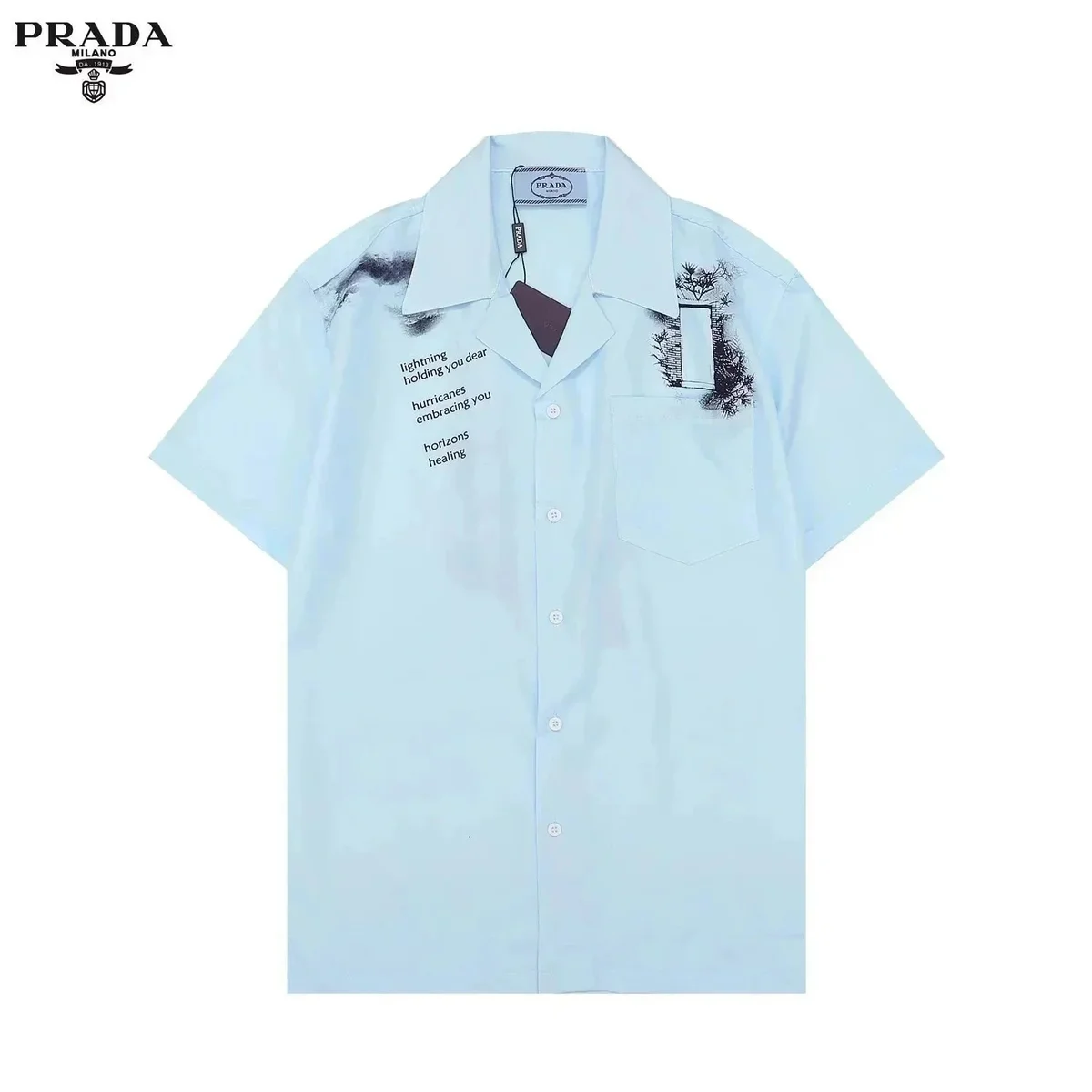 Prada Prada 31淡蓝衬衫*Top quality Short Sleeve Shirt Blue - 1