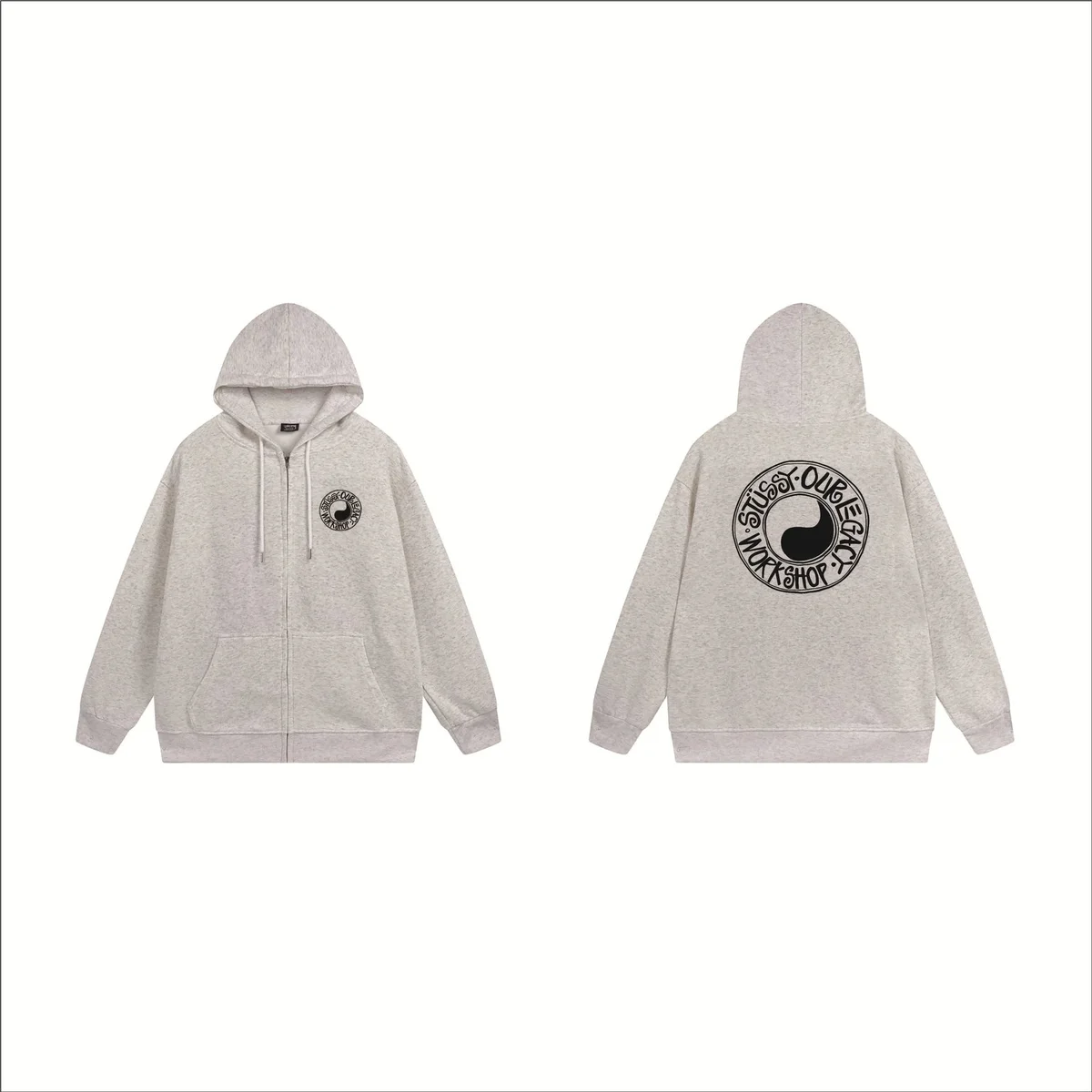 Stussy Stussy Workgear Oatmeal Zip-Up Hoodie Beige - 1