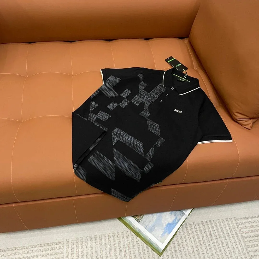 Hugo Boss Hugo Boss Black Geometric Print Polo Shirt Black - 1