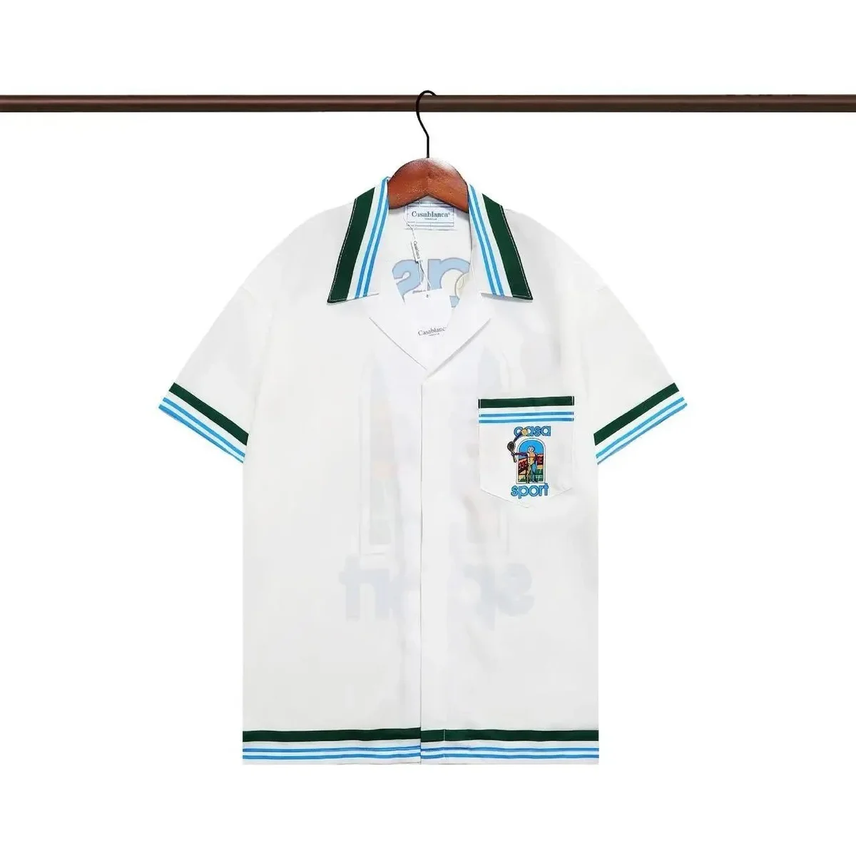 Casablanca Casablanca Tennis Club White/Green/Blue Short Sleeve Shirt White - 1