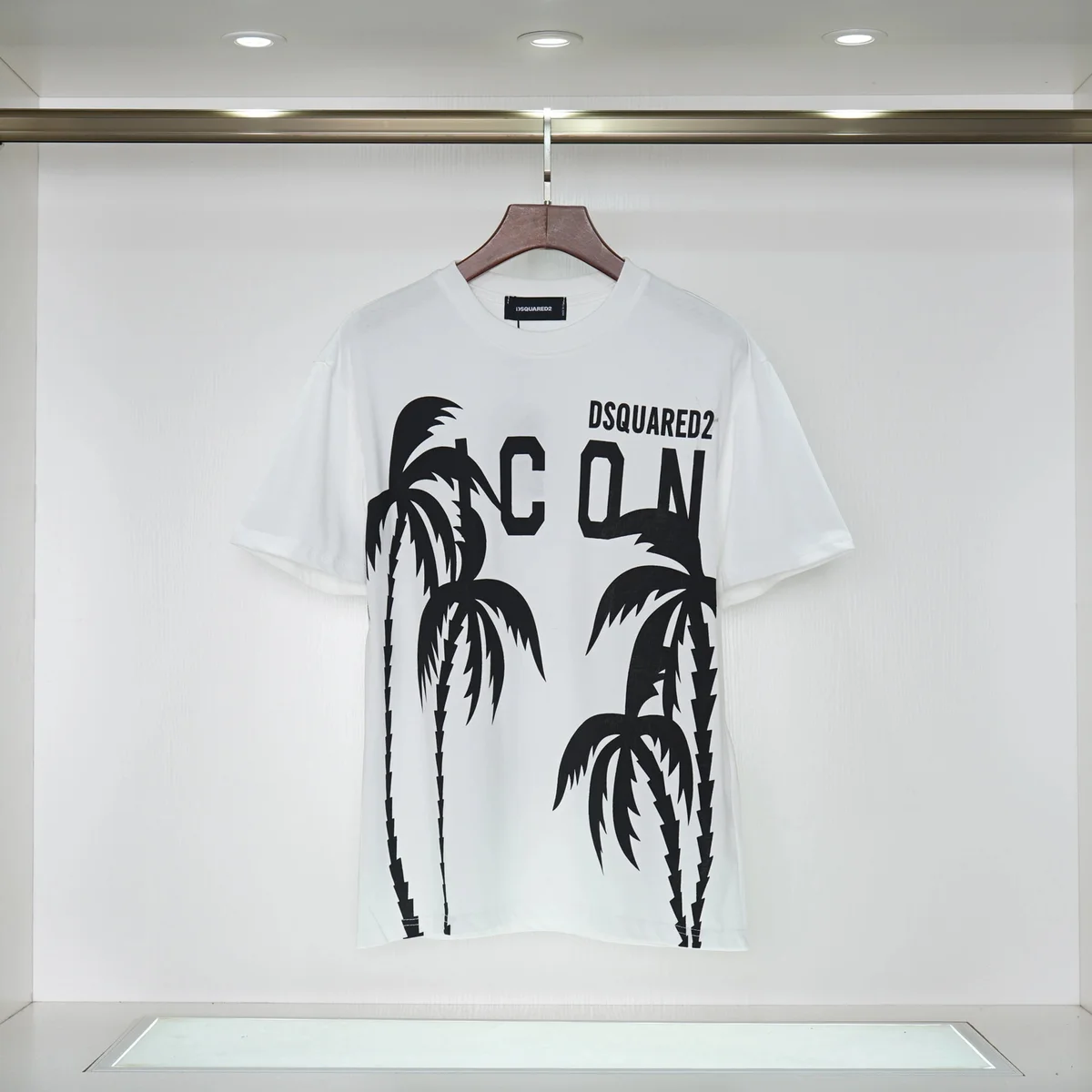 DSQUARED2 DSQUARED2 Icon White/Black Palm Print T-Shirt White