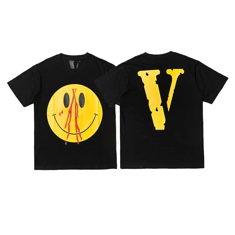 VLONE Vlone Smiley Face V Logo Black T-Shirt Black - 1