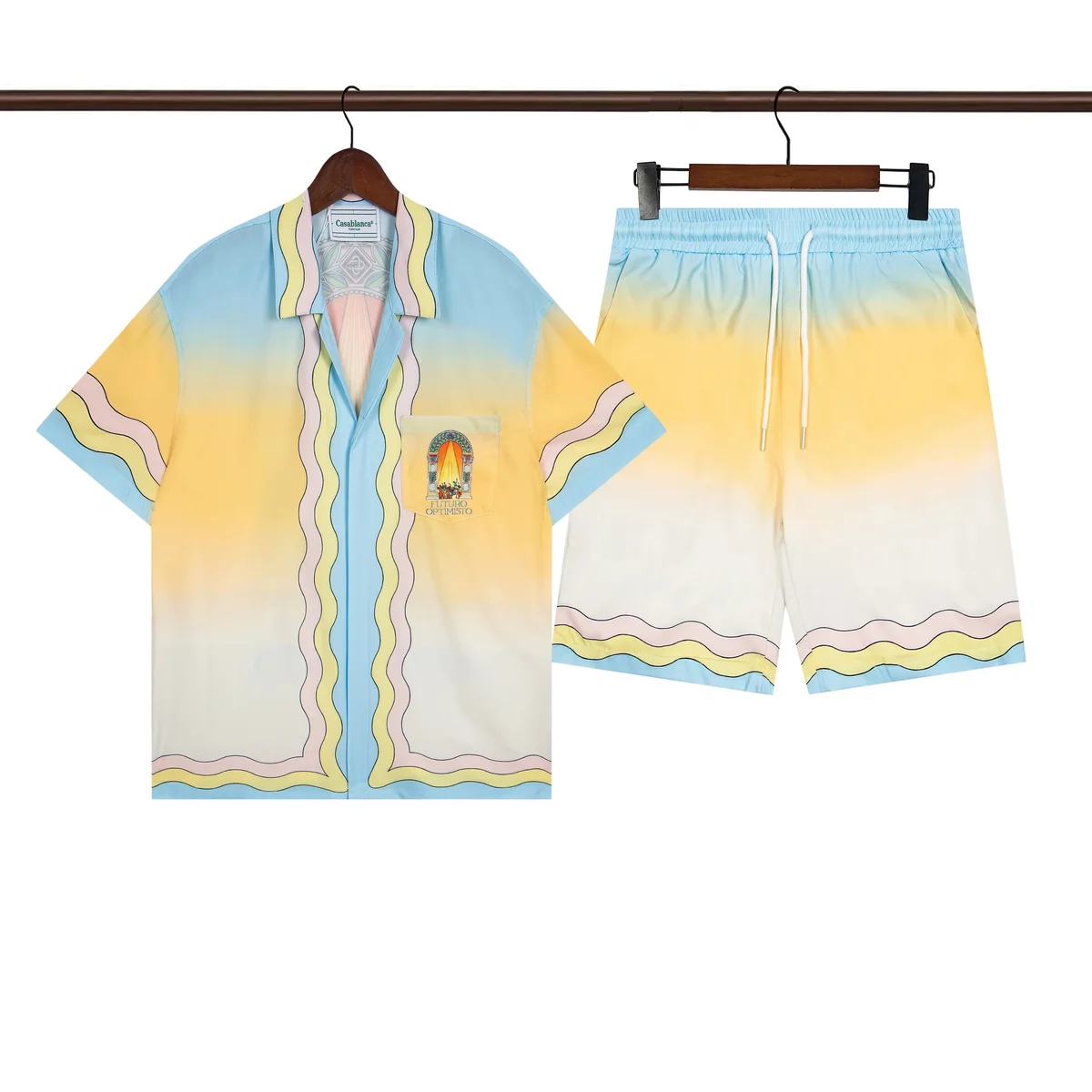 Casablanca Casablanca Beach Gradient Shorts & Shirt Set Yellow - 1