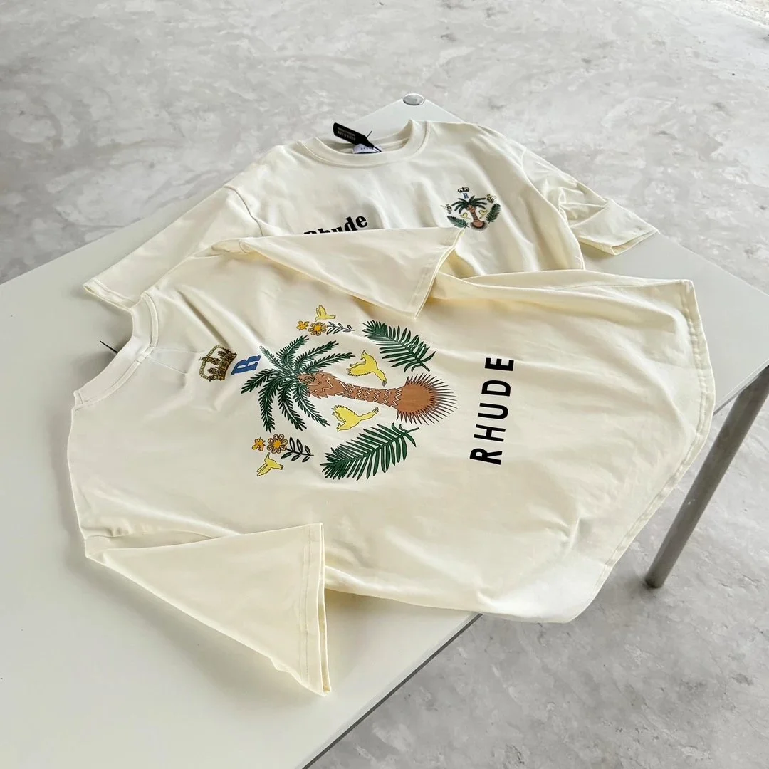 Rhude Rhude Tropical Print Long Sleeve T-Shirt 03 Ivory Cream - 1