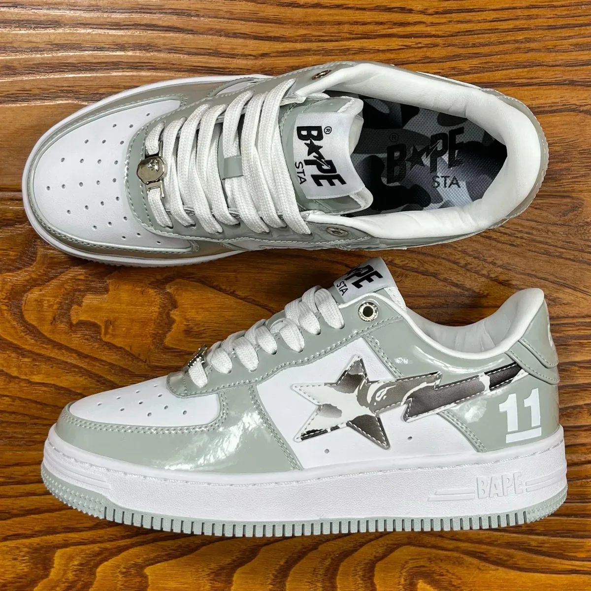 A Bathing Ape A Bathing Ape BAPE STA White/Grey Camo Sneakers Grey - 1
