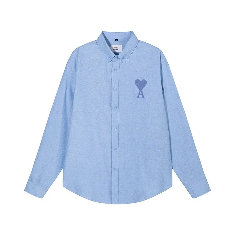 Ami Paris Ami Paris Blue AM Logo Long Sleeve Shirt Blue - 1
