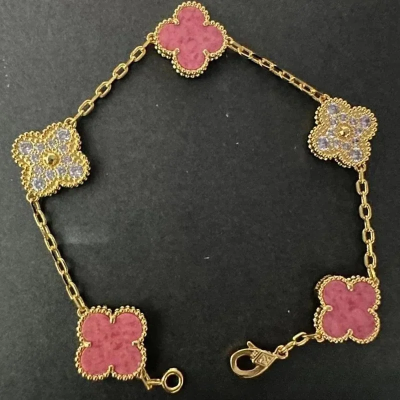 Van Cleef & Arpels Van Cleef & Arpels Alhambra Pink Enamel Gold Bracelet Pink