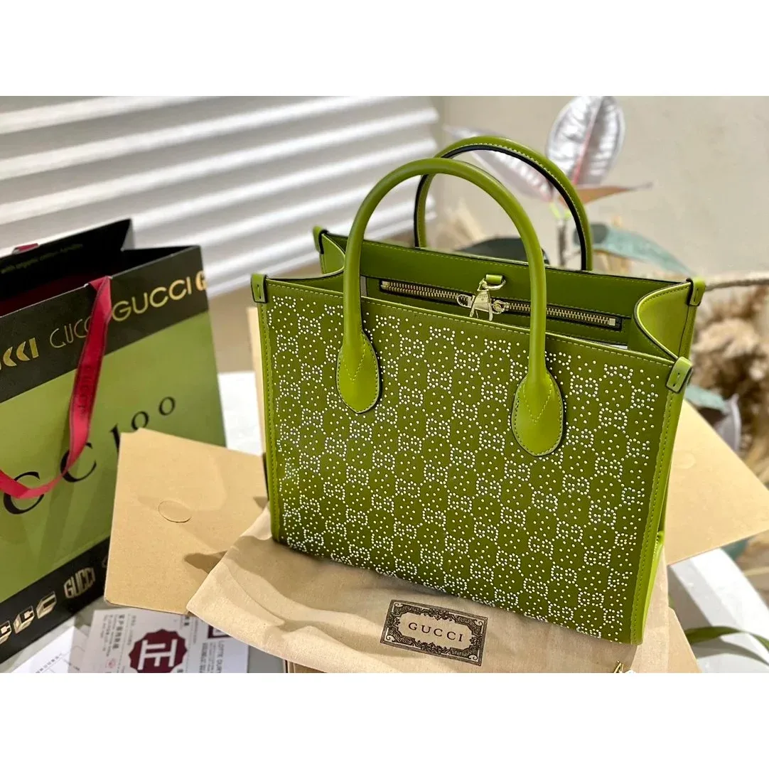 Gucci Gucci GG Supreme Green Tote Bag Green - 1