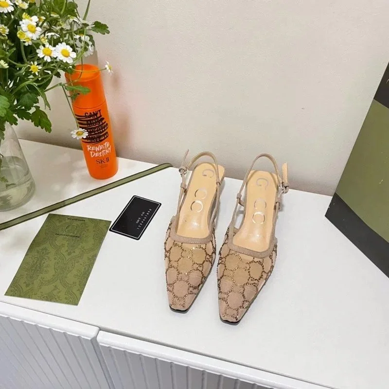 Gucci Gucci GG Marmont Beige Slingback Heels Beige - 1