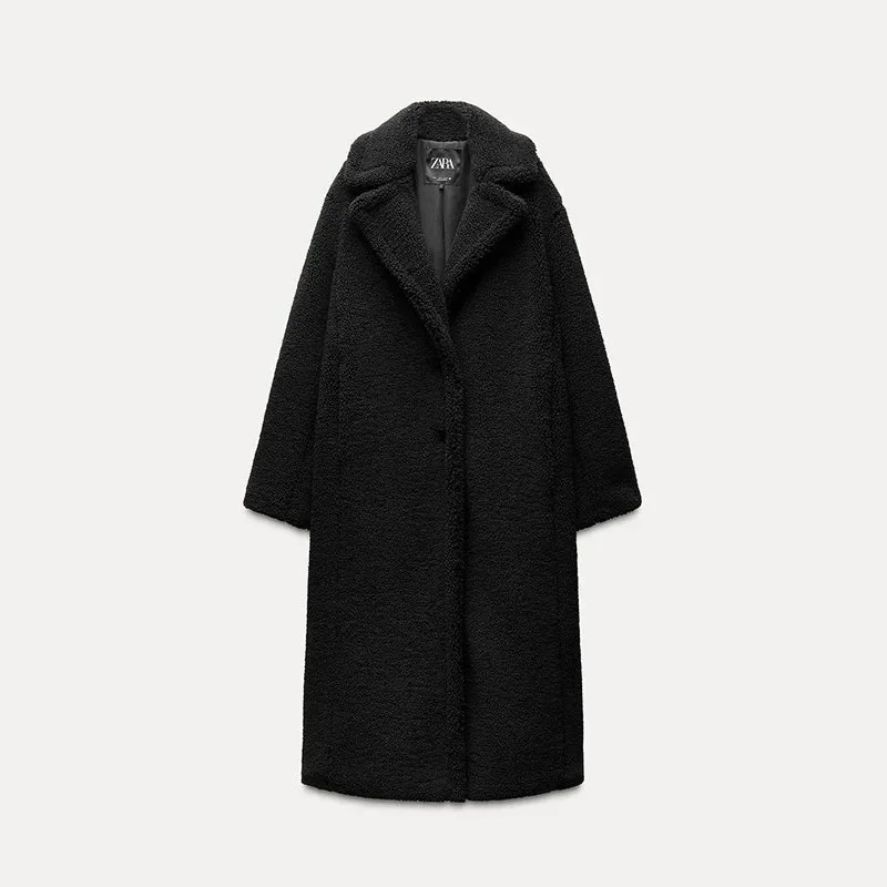 Zara ZARA Black Teddy Coat Black - 1