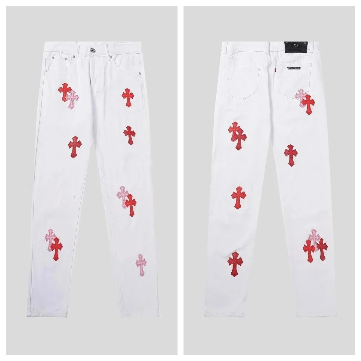 Chrome Hearts Chrome Hearts White Cross Embroidered Jeans White - 1