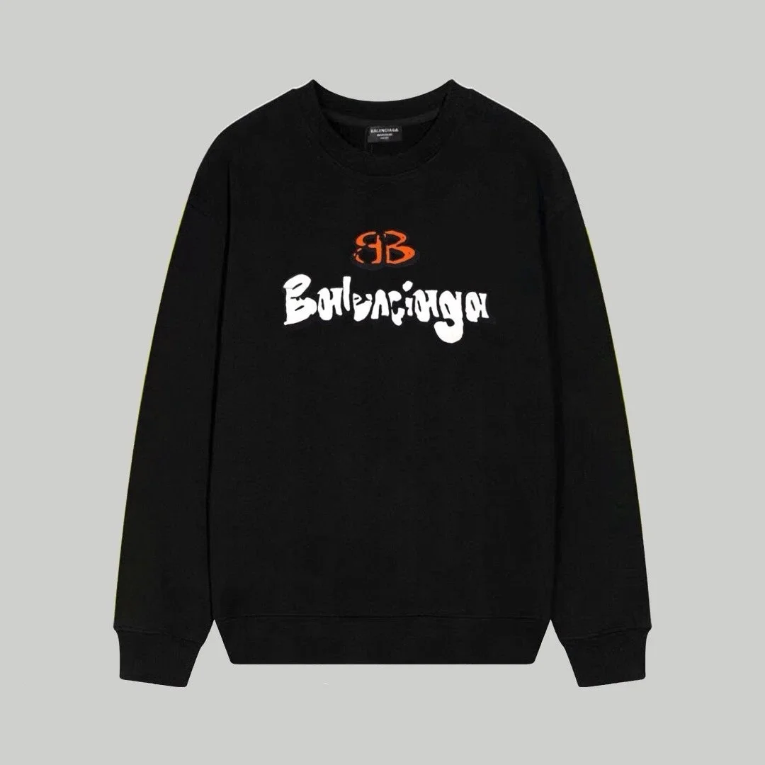 Balenciaga Balenciaga Black Logo Crewneck Sweatshirt Black - 1