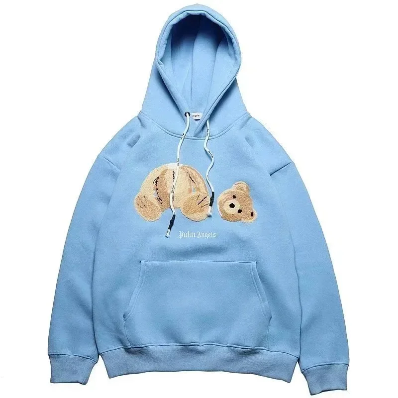 Palm Angels Palm Angels Bear Light Blue Hoodie Blue - 1