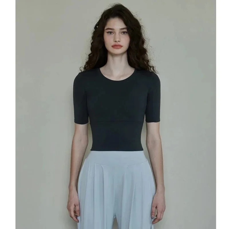 Other Black Solid Short Sleeve Top Black - 1