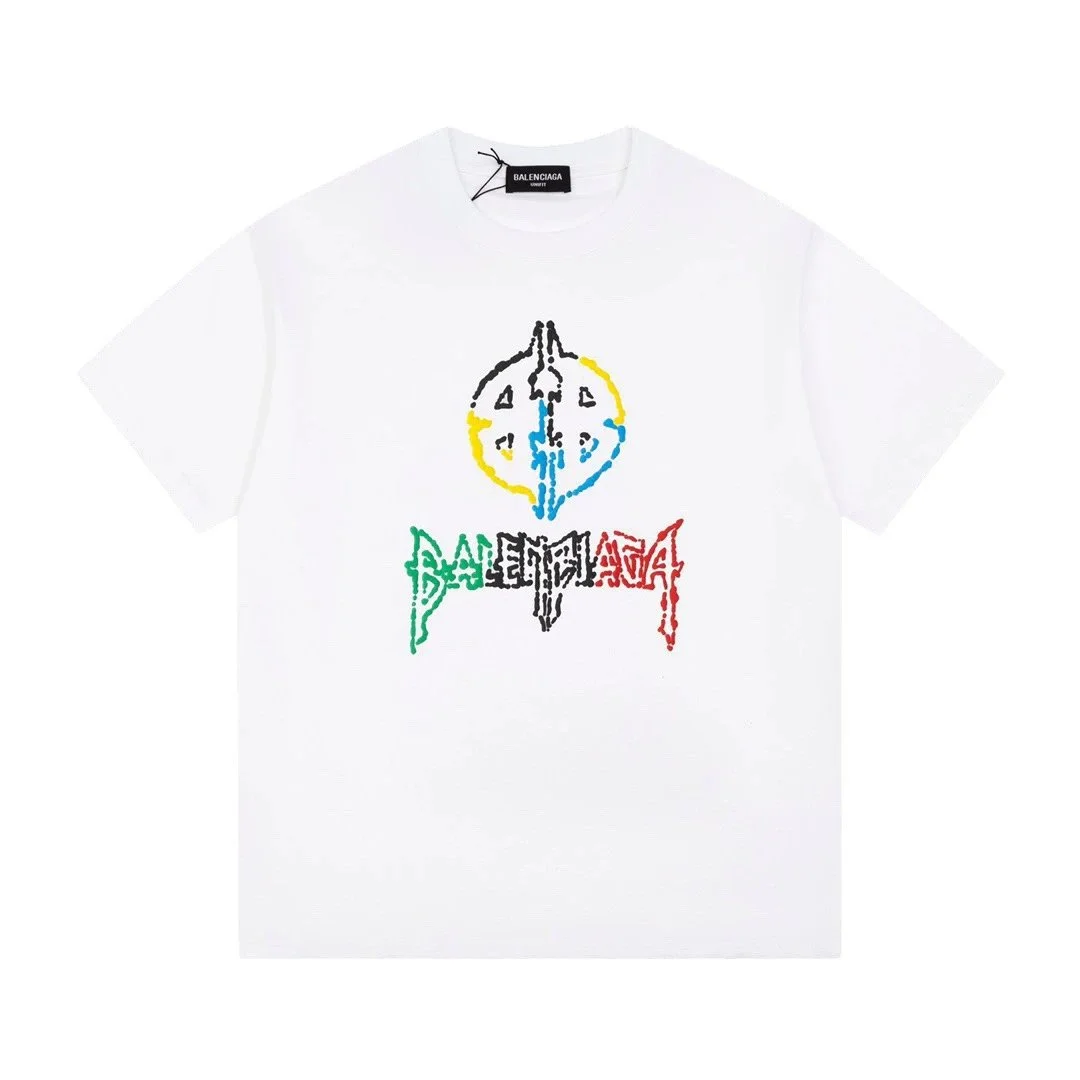 Balenciaga Balenciaga White Color Block Logo T-Shirt White - 1