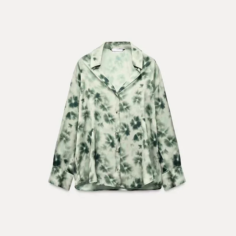 Other Green Floral Print Button-Up Shirt Green - 1