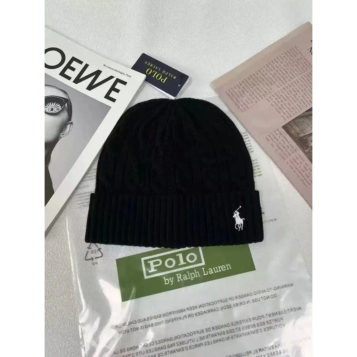Polo Ralph Lauren Polo Ralph Lauren Black White Logo Beanie Black - 1