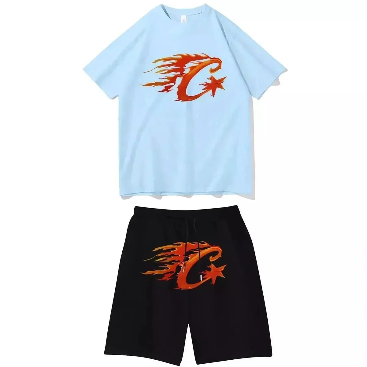 Other Unisex Light Blue & Black Flame 'C' Graphic Set Black - 1