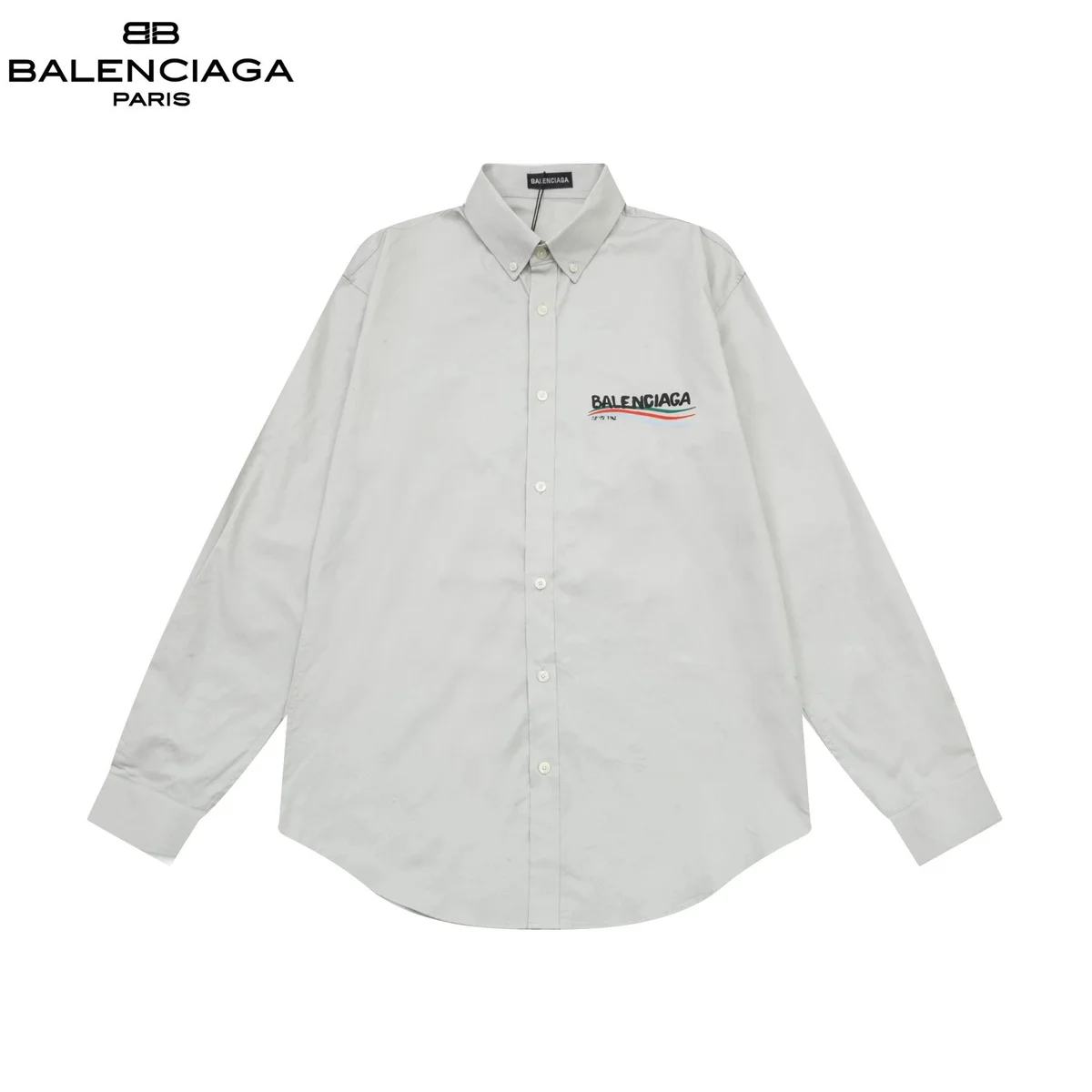 Balenciaga Balenciaga Beige Logo Embroidered Oversized Shirt Beige