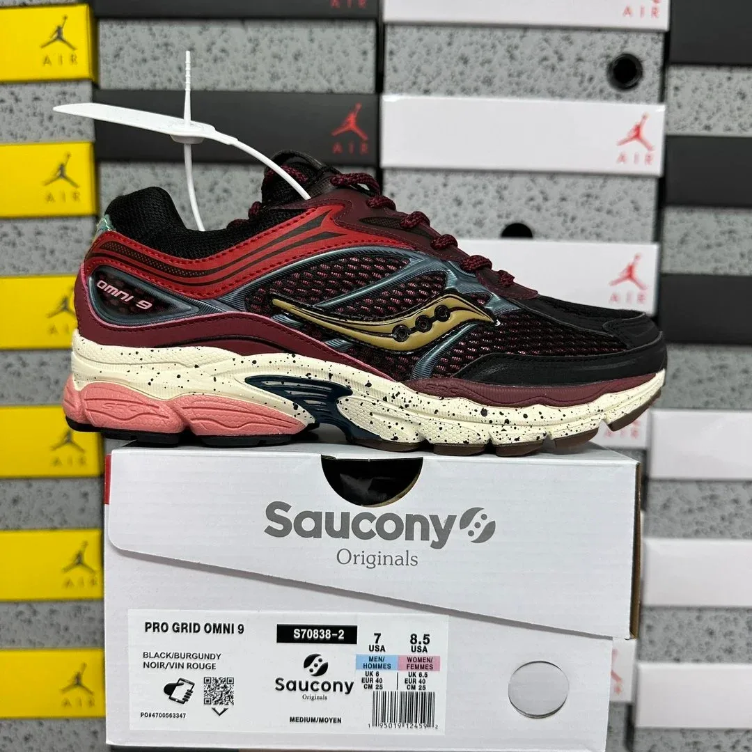 Saucony Saucony PRO GRID OMNI 9 Black/Burgundy Running Sneakers Black